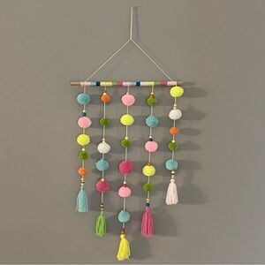 Boho Multicolor Pastel Pom-Pom Tassel Wall Art Or Mobile